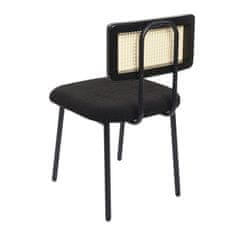 MCW Sada 6 jídelních židlí K88, křeslo židle, dřevo poly ratan kov bouclé ~ látka/textil černá
