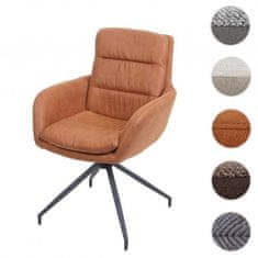 MCW Jídelní židle K32, kuchyňská židle křeslo židle, otočná automatická poloha, látka/textil ~ semišový vzhled hnědá