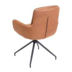 MCW Jídelní židle K32, kuchyňská židle křeslo židle, otočná automatická poloha, látka/textil ~ semišový vzhled hnědá