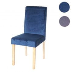 MCW Littau jídelní židle, kuchyňská židle, samet ~ petrolejově modrá, světlé nohy