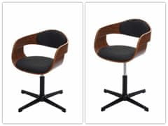 MCW Sada 6 jídelních židlí H46, kuchyňská židle, výškově nastavitelný otočný mechanismus ohýbané dřevo ~ vzhled ořechu, tmavě šedá látka