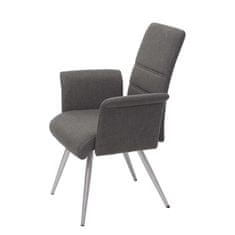 MCW Sada 6 jídelních židlí G55, kuchyňská židle Židle s područkami, látka/textil kartáčovaná nerezová ocel ~ šedohnědá