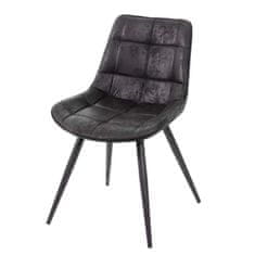 MCW Sada 6 jídelních židlí E57, židle kuchyňská židle čalouněná židle, retro semišový vzhled ~ látka/textil černá