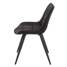 MCW Sada 6 jídelních židlí E57, židle kuchyňská židle čalouněná židle, retro semišový vzhled ~ látka/textil černá