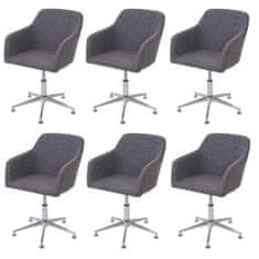 MCW Sada 6 jídelních židlí A74, otočná židle lounge chair, výškově nastavitelná ~ textil, šedá barva