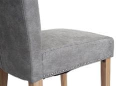 MCW Sada 6 jídelních židlí Chesterfield II, židle kuchyňská židle, nýty ~ látka/textil světle šedá, světlé nohy