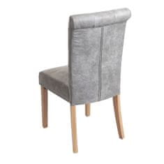 MCW Sada 6 jídelních židlí Chesterfield II, židle kuchyňská židle, nýty ~ látka/textil světle šedá, světlé nohy