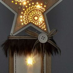 Solight hvězda z dřeva s LED diodami: dekorace na 2x AA baterie s 10 světly