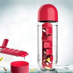 Sofistar Láhev na vodu s krabičkou na léky, červená