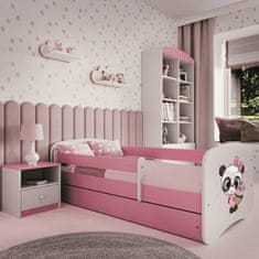 Kocot kids Dětská postel Babydreams panda růžová, varianta 80x160, se šuplíky, s matrací