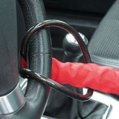 CarPoint Zámek volantu do držáku bezpečnostních pásů vozidla - ocelové vysokopevnostní lanko / 2 klíče