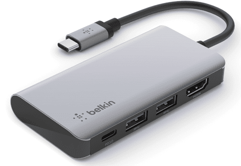 Levně Belkin CONNECT USB-C 4v1 Multiport adaptér, šedý, AVC006btSGY