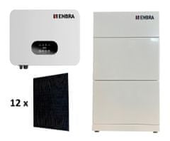 ENBRA Sestava třífázového hybridního asymetrického střídače 10 kW a baterie 7,48 kWh a 12 ks panelů 4,86 kWp