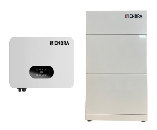 ENBRA Sestava třífázového hybridního asymetrického střídače 10 kW a baterie 7,48 kWh