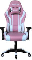 Mercury Herní židle MRacer koženka, bílo-růžová