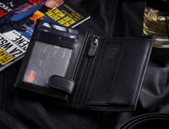 ZAGATTO Elegantní pánská peněženka černá, z odolné a přírodní kůže - imitace karbonu, s ochranou RFID, peněženka balená ve firemní krabičce,s kapsami na bankovky, mince,doklady,fotografie, 12,5x9x2,5/ZG-N4-F7