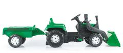 DOLU Šlapací traktor Ranchero s vlečkou a nakladačem zelený
