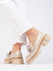 Amiatex Trendy dámské hnědé polobotky bez podpatku + Ponožky Gatta Calzino Strech, odstíny hnědé a béžové, 38
