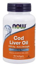 NOW Foods Cod Liver Oil (olej z tresčích jater), 1000 mg, 90 softgel kapslí