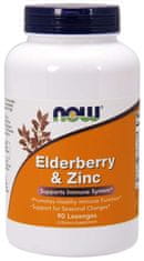 NOW Foods Elderberry & Zinc (bezinka a zinek), 90 pastilek