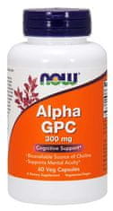 NOW Foods Alpha GPC (L-alfa-glyceryl fosforyl cholin), 300 mg, 60 rostlinných kapslí