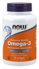 NOW Foods Omega-3, molekulárně destilované a enterosolventní kapsle, 90 softgelových kapslí