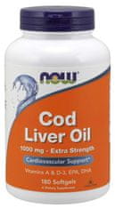 NOW Foods Cod Liver Oil (olej z tresčích jater), 1000 mg, 180 softgel kapslí