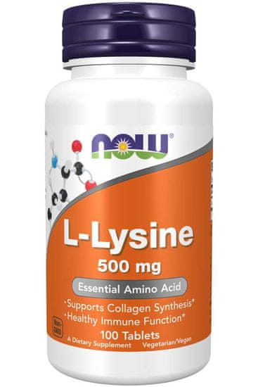 NOW Foods L-Lysine (L-lysin), 500 mg, 100 tablet
