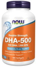 NOW Foods DHA-500, 500 DHA/250 EPA, Omega 3, 180 softgelových kapslí