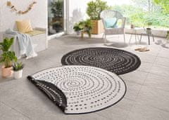 NORTHRUGS Kusový koberec Twin-Wendeteppiche 103109 schwarz creme kruh – na ven i na doma 200x200 (průměr) kruh