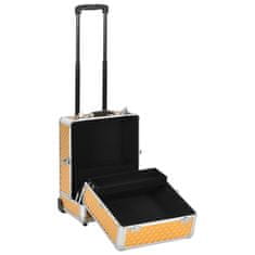Vidaxl Kosmetický kufřík na kolečkách 35 x 29 x 45 cm zlatý hliník