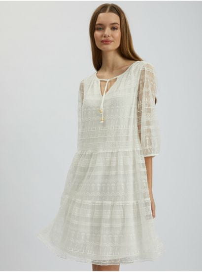 Orsay Bílé dámské krajkové šaty