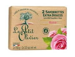 Le Petit Olivier Soap 2x100g Extra jemné mýdlo Růže