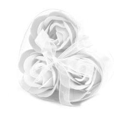 Mýdlové květy Bílé růže Srdce 3ks