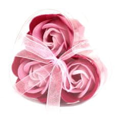 Mýdlové květy Růžové růže Srdce 3ks