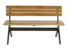 MCW Zahradní lavička J83, lavička parková lavička dřevěná lavička, masivní dřevo s certifikátem MVG 148cm ~ hnědá, borovice tmavě hnědá