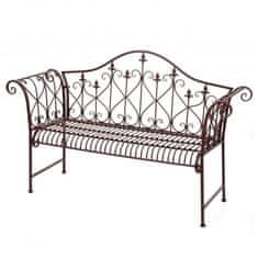 MCW Zahradní lavička H78, parková lavička, 2místná kovová s ornamenty rezavě hnědá 150cm ~ bez sedáku
