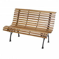 MCW Zahradní lavice F97, lavička park lavice dřevěná lavice, 2-místný litina dřevo 122cm 22kg ~ světle hnědá
