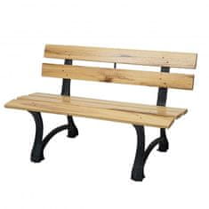 MCW Zahradní lavička F96, lavička park lavice dřevěná lavice, litina ~ 2-místný 125cm světle hnědá