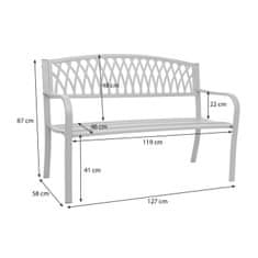 MCW Zahradní lavička F45, lavička park lavička sedadlo, 2-místný práškově lakovaná ocel ~ černá