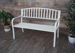 MCW Zahradní lavička F43, lavička park lavička sedadlo, 2-místný práškově lakovaná ocel ~ bílá