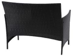 MCW Polyratanová zahradní lavice Halden, sedák lavice ~ černá, terakotové polštáře