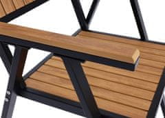 MCW Sada 4 zahradních židlí + zahradní stůl J95, židle stůl, gastro venkovní nátěr, vzhled hliníkového dřeva ~ černá, teakové dřevo