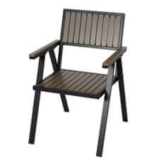 MCW Sada 4 zahradních židlí + zahradní stůl J95, židle stůl, gastro venkovní nátěr, hliníkový vzhled dřeva ~ černá, šedá