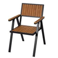 MCW Sada 2 zahradních židlí J95, balkonová židle Židle, venkovní nátěr, hliníkový vzhled dřeva ~ rám černý, teakové dřevo
