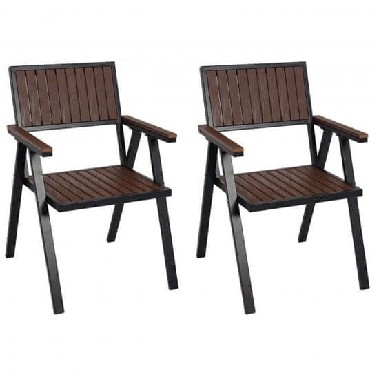 MCW Sada 2 zahradních židlí J95, balkonová židle Židle, venkovní nátěr, hliníkový vzhled dřeva