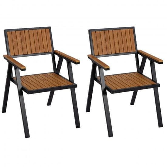 MCW Sada 2 zahradních židlí J95, balkonová židle Židle, venkovní nátěr, hliníkový vzhled dřeva