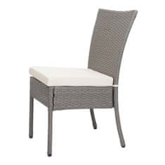 MCW Sada 2 polyratanových židlí G19, zahradní židle na balkon, stohovatelná ~ šedá, krémové polštáře