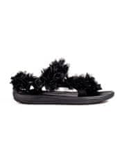 Amiatex Stylové černé sandály dámské bez podpatku, černé, 36