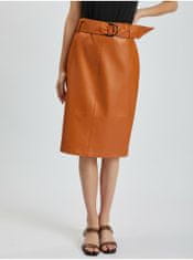 Orsay Hnědá dámská pouzdrová koženková sukně 38